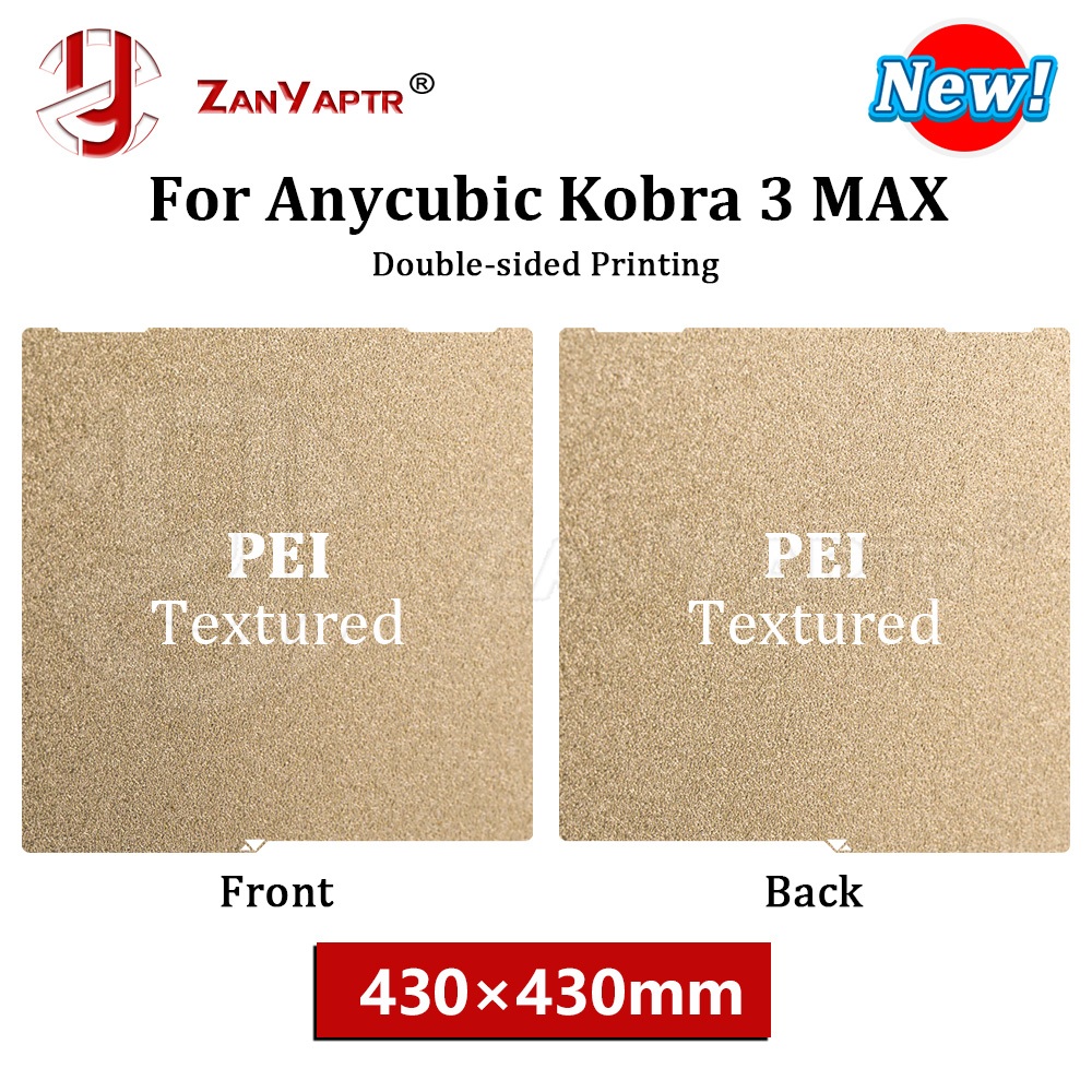 สําหรับ Anycubic Kobra 3 MAX สร้างแผ่น 430X430 มม.ฤดูใบไม้ผลิแผ่นเหล็กแผ่น PEI สองด้านพื้นผิวสําหรับ Anycubic Kobra 3 MAX