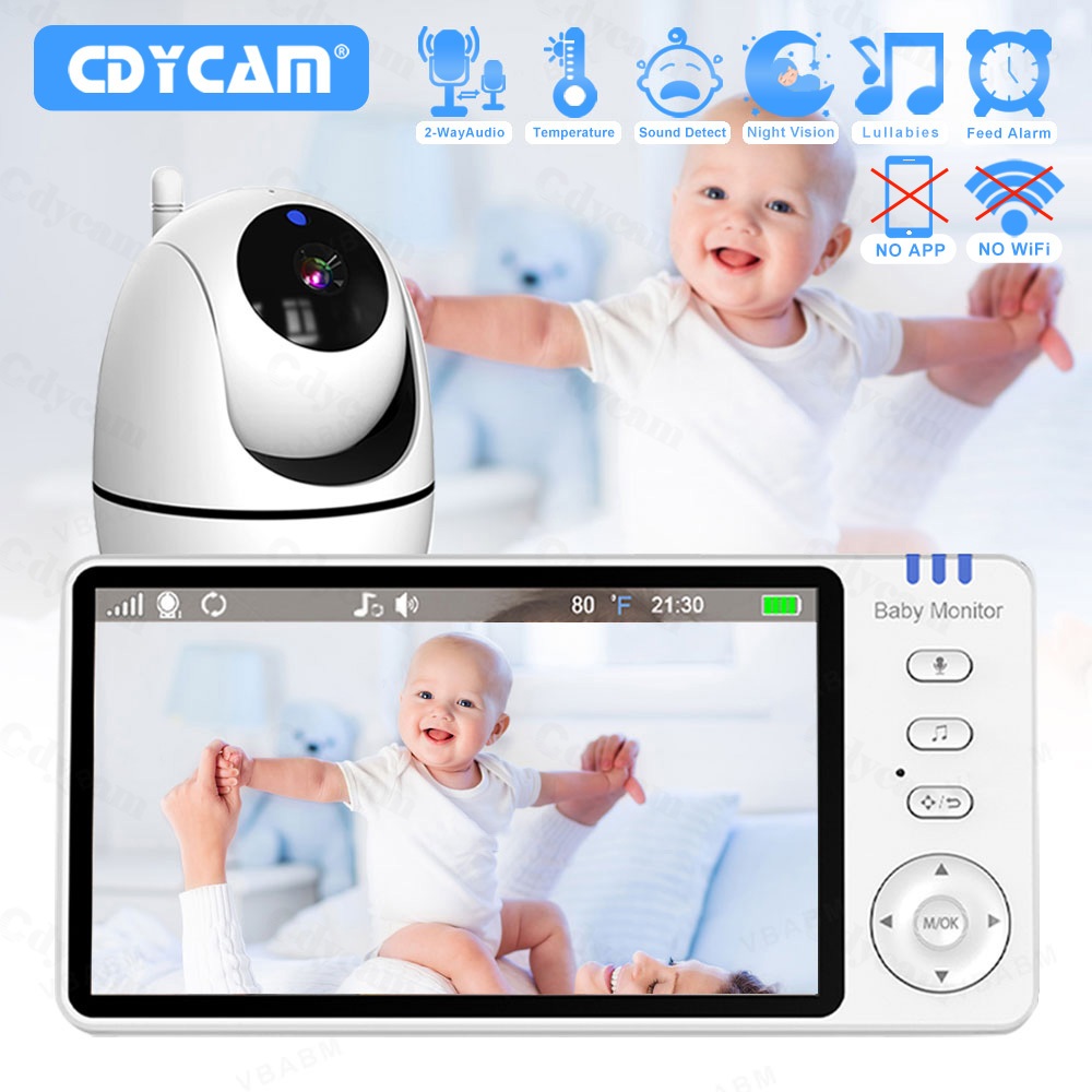 5 นิ้ววิดีโอ Baby Monitor 720P พร้อม Pan Tilt กล้องเฝ้าระวังสองทางเสียง Intercom Auto Night Vision หน้าจอ IPS Babe Nanny