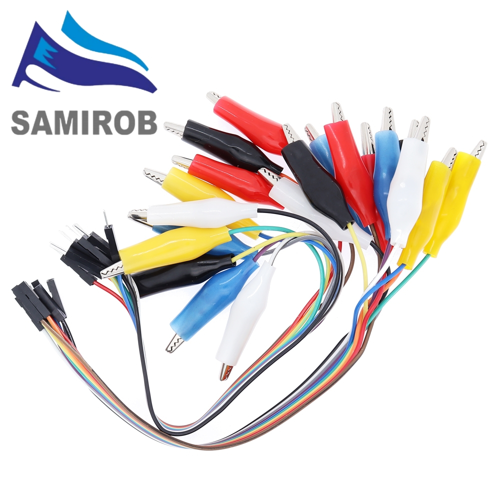 20 ซม.10pin ชายหญิง Double-end จระเข้จระเข้คลิปกระโดด จัมเปอร์ Wire Test Lead connector สาย DIY F