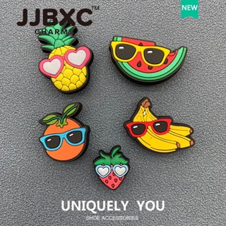 JJBXC ตัวติดรองเท้า charm ลายผลไม้ใส่แว่นกันแดด การ์ตูนน่ารั…