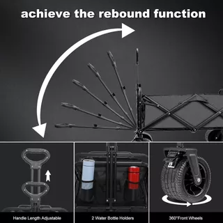 【REECHO OUTDOOR】folding Camping Cart สวนกลางแจ้ง Trailer Wagon รถเข็น Telescopic Handle พับยูทิลิตี้ขนส่งฟรียืน Beach Off-Road Handcart