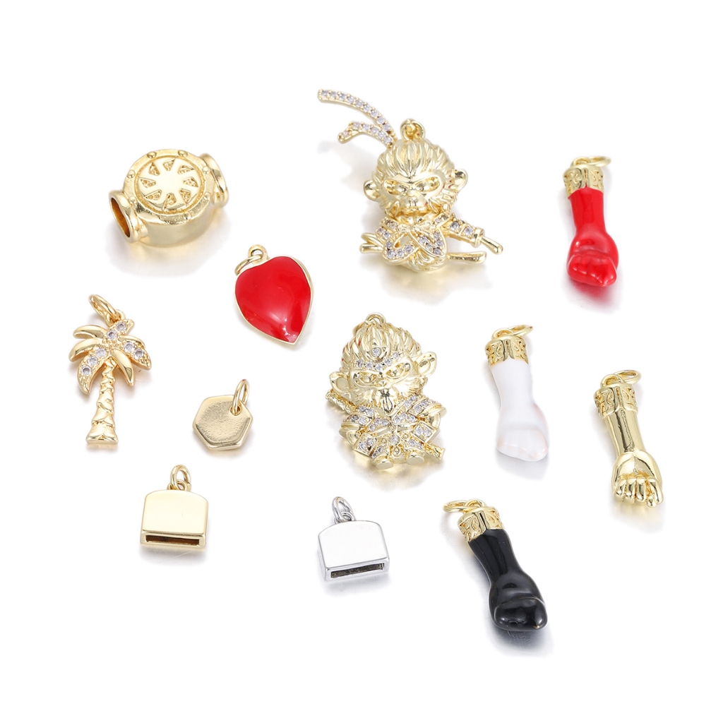 Monkey King Gold Plated Zircon จี้ Sun WuKong Charms สําหรับเครื่องประดับทําสร้อยคอทําด้วยมือ DIY อุปกรณ์เสริม