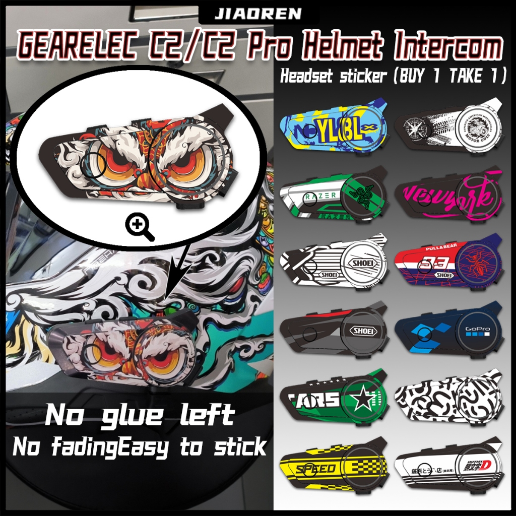 (ซื้อ 1 แถม 1) สําหรับ GEARELEC C2 C2 Pro สติกเกอร์ชุดหูฟัง หมวกกันน็อคอินเตอร์คอม หูฟังบลูทูธกันน้ำ