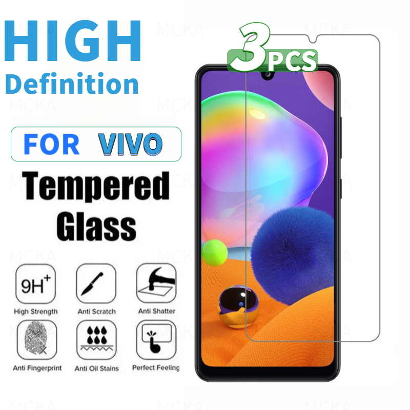 3PCS กระจกนิรภัยป้องกันหน้าจอ FOR VIVO S7 S9E NEX IQOO NEO 3 5 7 Y97 IQOO 3 Z1 S1 S5 PRO U3 U3X HD พ