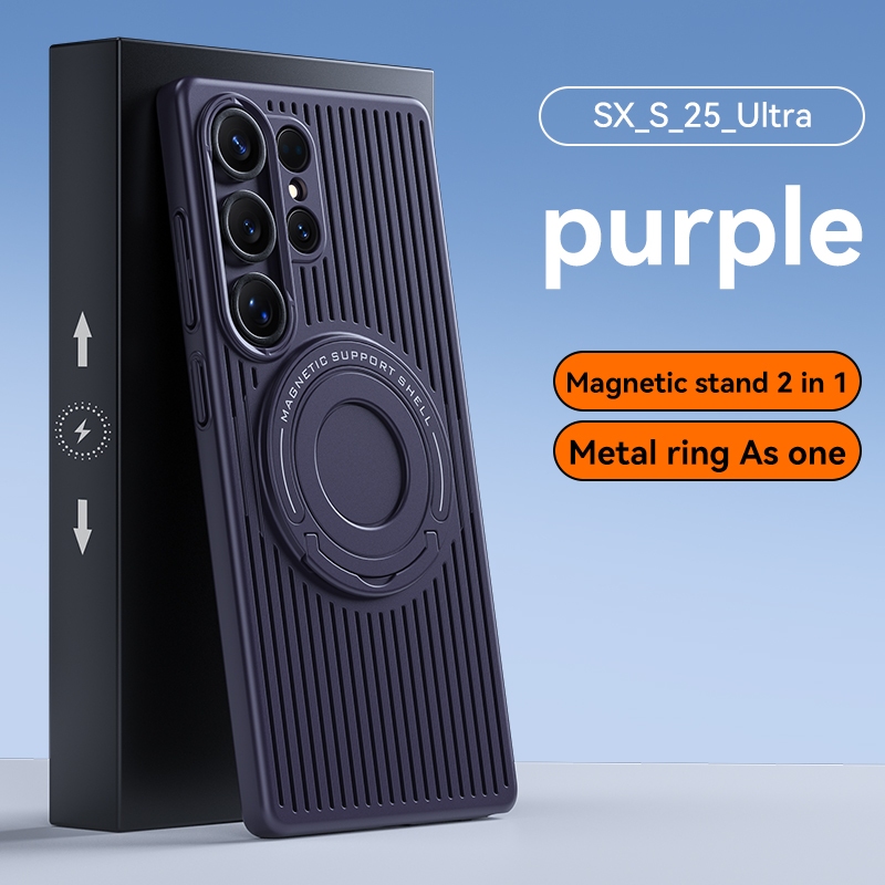 Heat DISSIPATION ป้องกันลายนิ้วมือฝาครอบขาตั้งแม่เหล็กสองในหนึ่งเดียวแหวนโลหะ As One สําหรับ Samsung