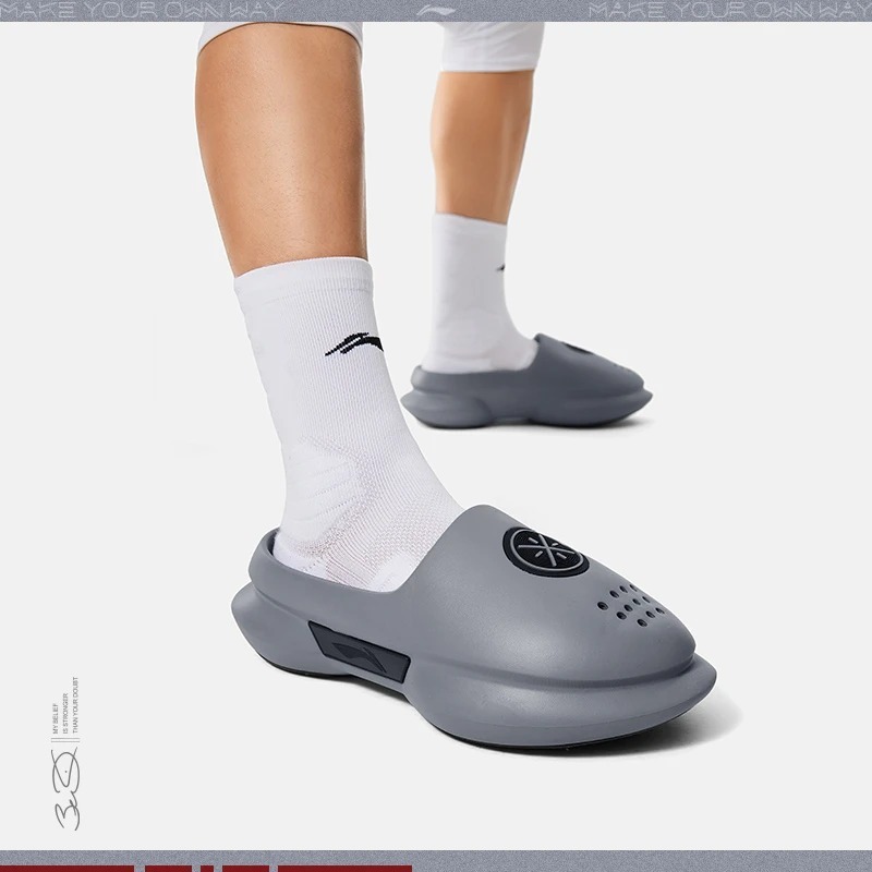 Li Ning Wade of Way รองเท้าแตะผู้ชายสําหรับรองเท้าแตะสนามบาสเก็ตบอล ABTU003-5 (ของแท้ 100%)