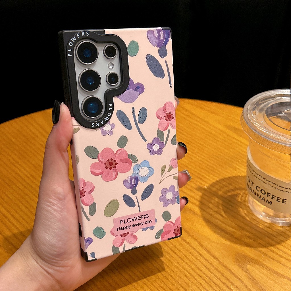 คอร์เทกซ์ สวยงาม FLOWERS Happy Magnetic ซองโทรศัพท์ Samsung Galaxy S26 Ultra S25 Ultra S25 Plus S25 S24 Ultra S24 Plus S24 S23 Ultra S22Ultra Case เคสโทรศัพท์ใหม่ ซิลิโคนอ่อนนุ่มป้องกันการตก เคสมือถือซัมซุง