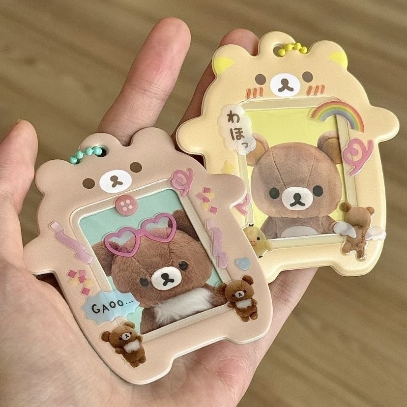 Rilakkuma ขนาดเล็ก 7 ซม. ID Photo Card Holder เคสป้องกัน Aidou Photo Bag Display ตกแต่ง