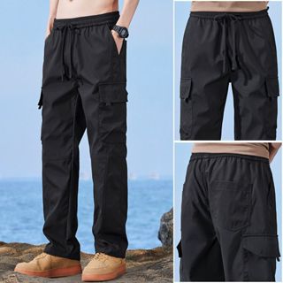 จัดส่งทันทีกางเกงผู้ชายรุ่นหลวมสบายๆสไตล์อเมริกันผ้าระบายอาก…