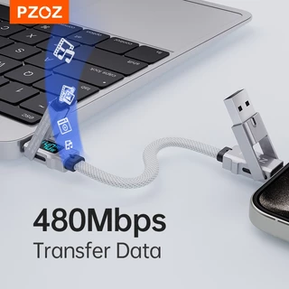 PZOZ 4 in 1 140W PD USB C สายดิจิตอลจอแสดงผล Fast Charging สําหรับ iPhone 17 16 15 14 13 Pro Max สําหรับ Apple watch MacBook iPad USB Type C Micro สายไฟชาร์จ