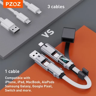 PZOZ 4 in 1 140W PD USB C สายดิจิตอลจอแสดงผล Fast Charging สําหรับ iPhone 17 16 15 14 13 Pro Max สําหรับ Apple watch MacBook iPad USB Type C Micro สายไฟชาร์จ