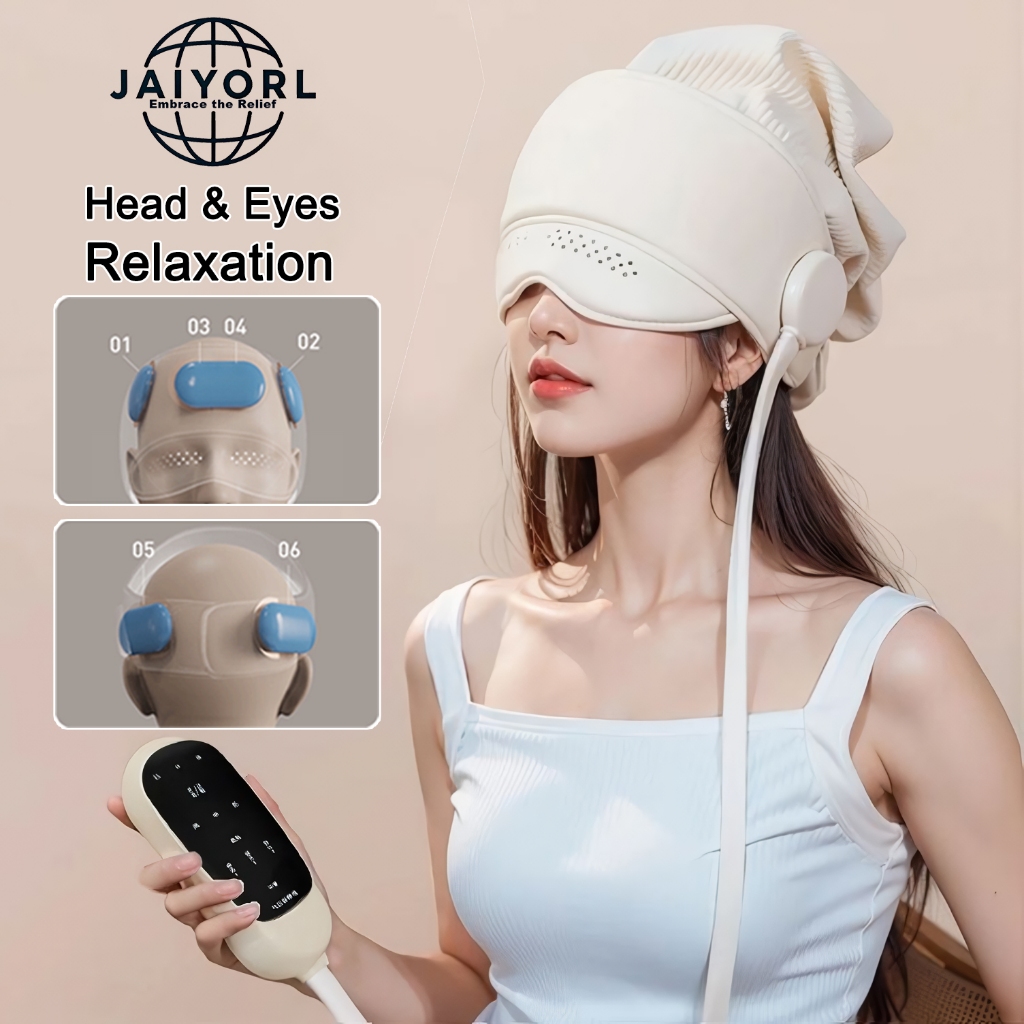 ไจออร์ล ไฟฟ้าหัวนวดความดันอากาศหัวนวดปวดหัวบรรเทาตาประคบร้อนช่วยนอนหลับหัวผ่อนคลายการดูแลสุขภาพของขวัญ
