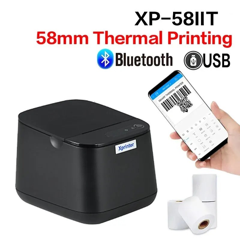 เครื่องพิมพ์ใบเสร็จความร้อนแบบพกพา 58 มม. เครื่องพิมพ์ USB Bluetooth POS รองรับ Loyverse