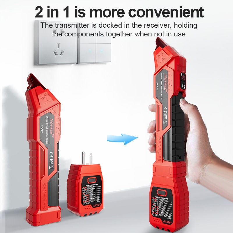 Noyafa NF-827 เครื่องทดสอบความต่อเนื่อง socket line ลําดับการตรวจจับและ Digital Circuit Breaker Finder สําหรับบ้านและอุตสาหกรรมทดสอบ