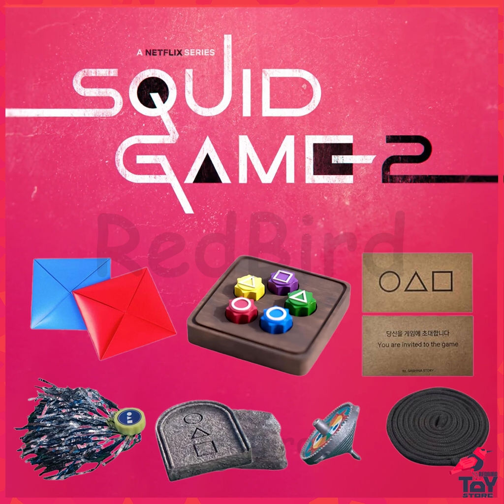 Squid Game2 ชุดพร็อพเกมโบราณเกาหลี (ddakji, biseokchigi, gong-gi, jegi, ลูกข่าง)