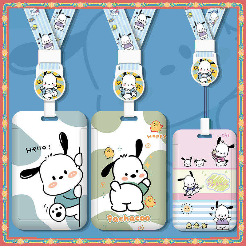 Sanrio Pochacco Multi-Accessories Card Holder Retractable Lanyard Card Holder EasyCard Anti-Lost Protective Case Charm Access Control Bus MRT ABS ID ID Holder