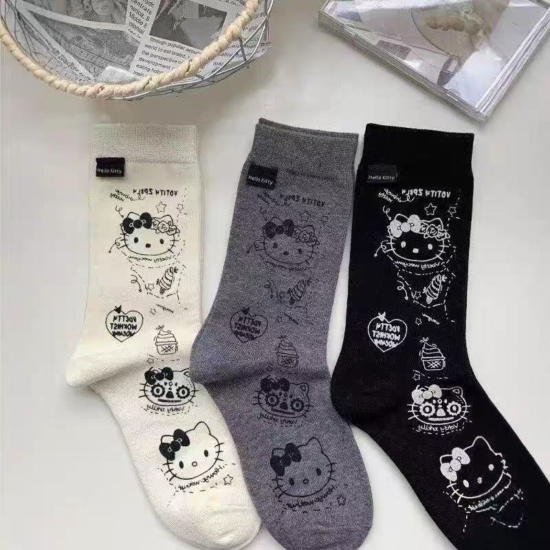 เกาหลีแฟชั่นการ์ตูน HelloKitty ถุงเท้ายาวหญิง ins ของขวัญวันเกิดนักเรียนน่ารัก
