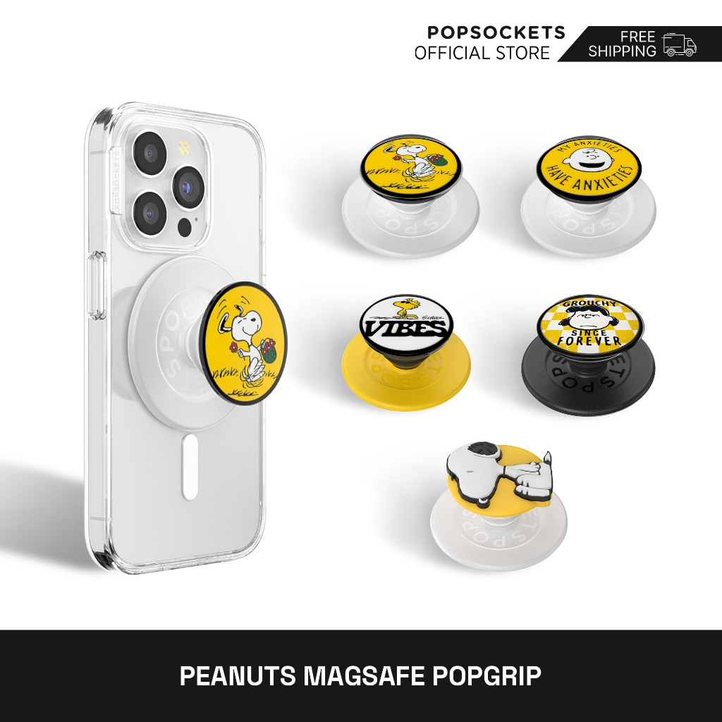 PopSockets Peanuts PopGrip สําหรับ MagSafe | ด้ามจับโทรศัพท์ระดับพรีเมียม | Best MagSafe iPhone Holder & คล้ายกับที่ใส่แหวน iPhone |