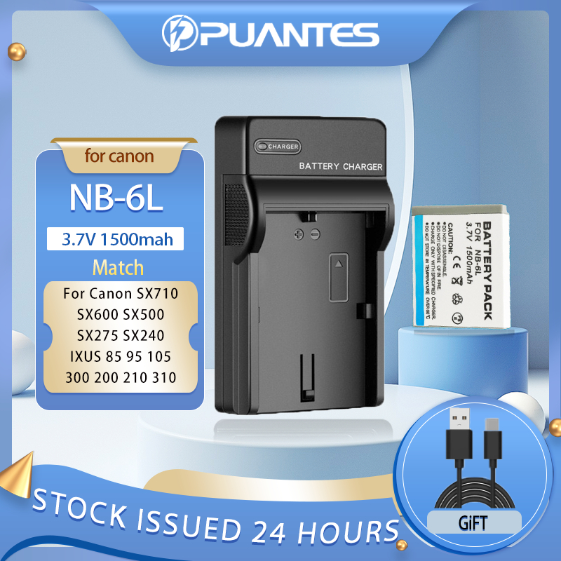 Puantes NB-6L/6LH แบตเตอรี่กล้อง + ช่องเดียวเครื่องชาร์จ USB การจับคู่สําหรับ Canon SX710 SX600 SX500 SX275 SX240 IXUS 85 95 105 300 200 210 310