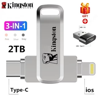 Kingston U Disk Type-C Interface Adapter แฟลชไดรฟ์ Mini Dual Hard Disk OTG USB เข้ากันได้กับ iP/ho/ne (2TB 1TB 512GB)