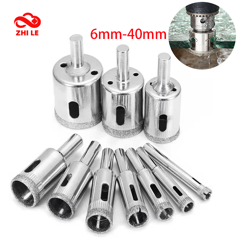 6 มม.-40 มม.เจาะแก้ว Bit Hole Saws กระเบื้องหินอ่อนแก้วเซรามิคตัดเพชรเจาะ Bits ZLE