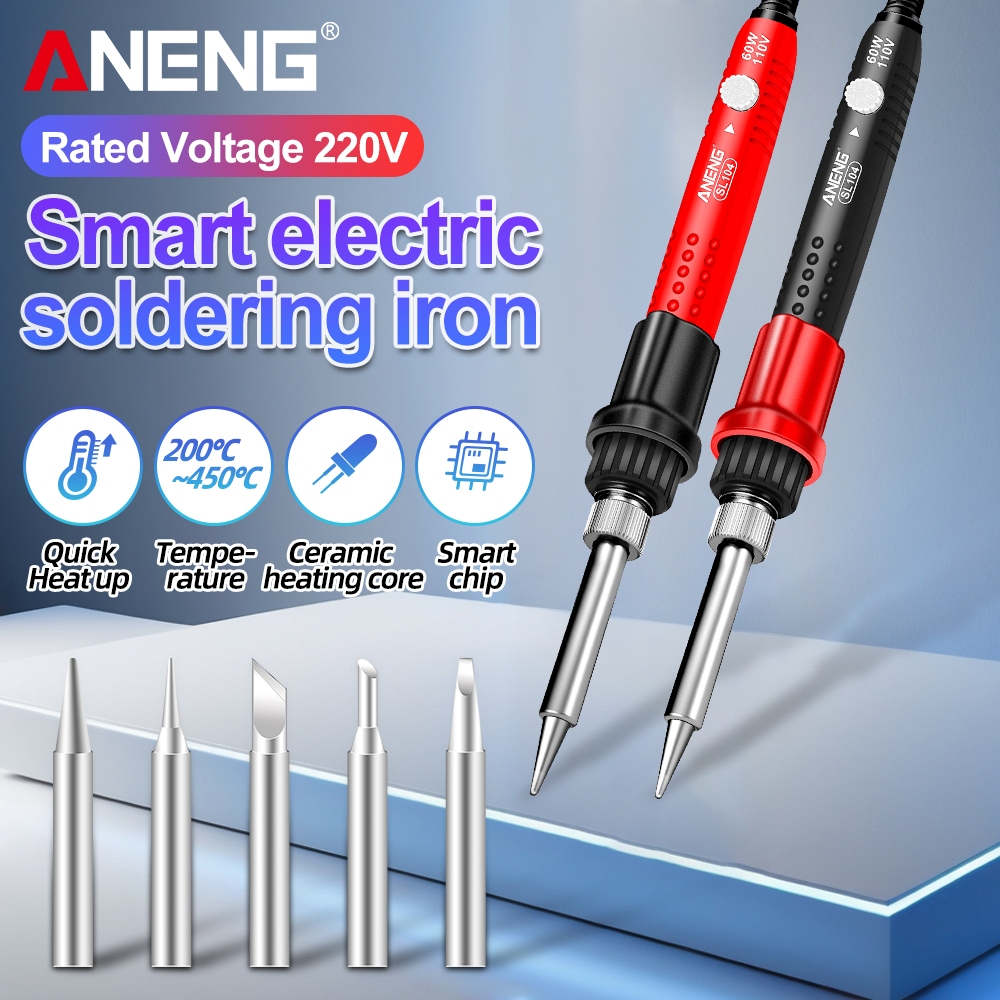 Aneng SL104 หัวแร้งไฟฟ้า 60W อุปกรณ์เชื่อมอย่างรวดเร็ว 110V/220V ห้าชิ้นชุดเคล็ดลับหัวแร้งเครื่องมือซ่อมแซมมืออาชีพ