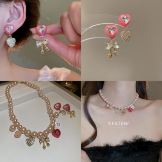 เดรช เพชร-ใน รักโบว์สร้อยคอมุกเกาหลีซอกออกแบบโซ่กระดูกไหปลาร…