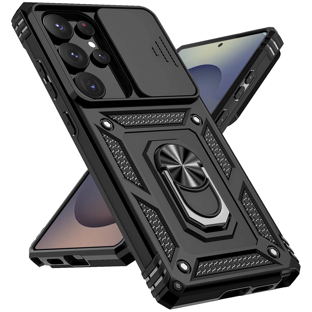 กรณีโทรศัพท์หนักกันกระแทกพร้อมขาตั้ง เหมาะสำหรับ Galaxy S25 Ultra S25 Fe S24 Ultra S23 Ultra A17 A16 A56