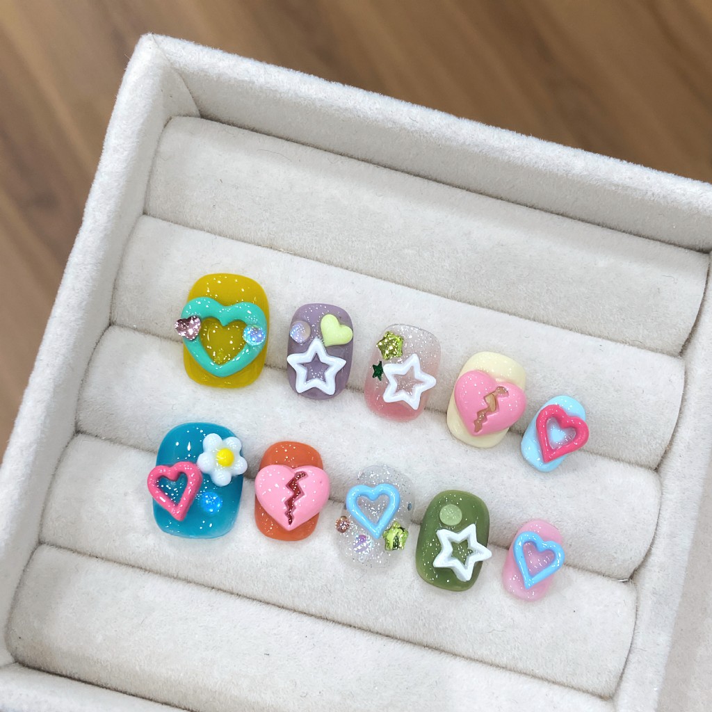 JW ส่งฟรี เล็บปลอมสไตล์ไทย แบบน่ารักการ์ตูน GelBoy Style