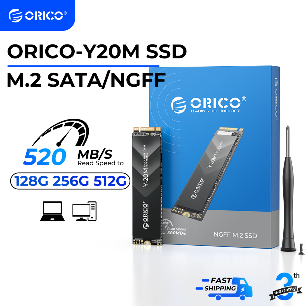 ORICO M.2 SATA SSD 128GB 256GB 512GB M.2 2280 SATA III 6Gbps SSD Read Speed up to 500MB/s ORICO-Y20M