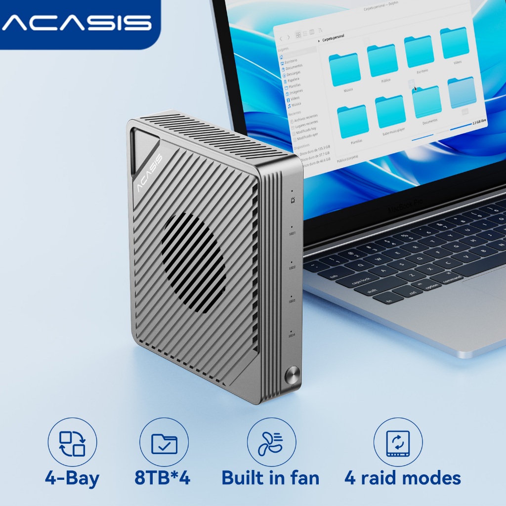 ACASIS USB4 40Gpbs 4Bay M.2 NVMe SSD Enclosure RAID Multi-Bay รองรับ PD65W Fast Charge DP8K60Hz Docking Station สําหรับแล็ปท็อป