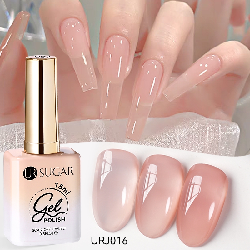 UR SUGAR 15ml Jelly Nude Pink เล็บเจล Polish Pudding โปร่งแสงเจลสีกึ่งถาวร UV เจลเล็บ Soak Off Vanish