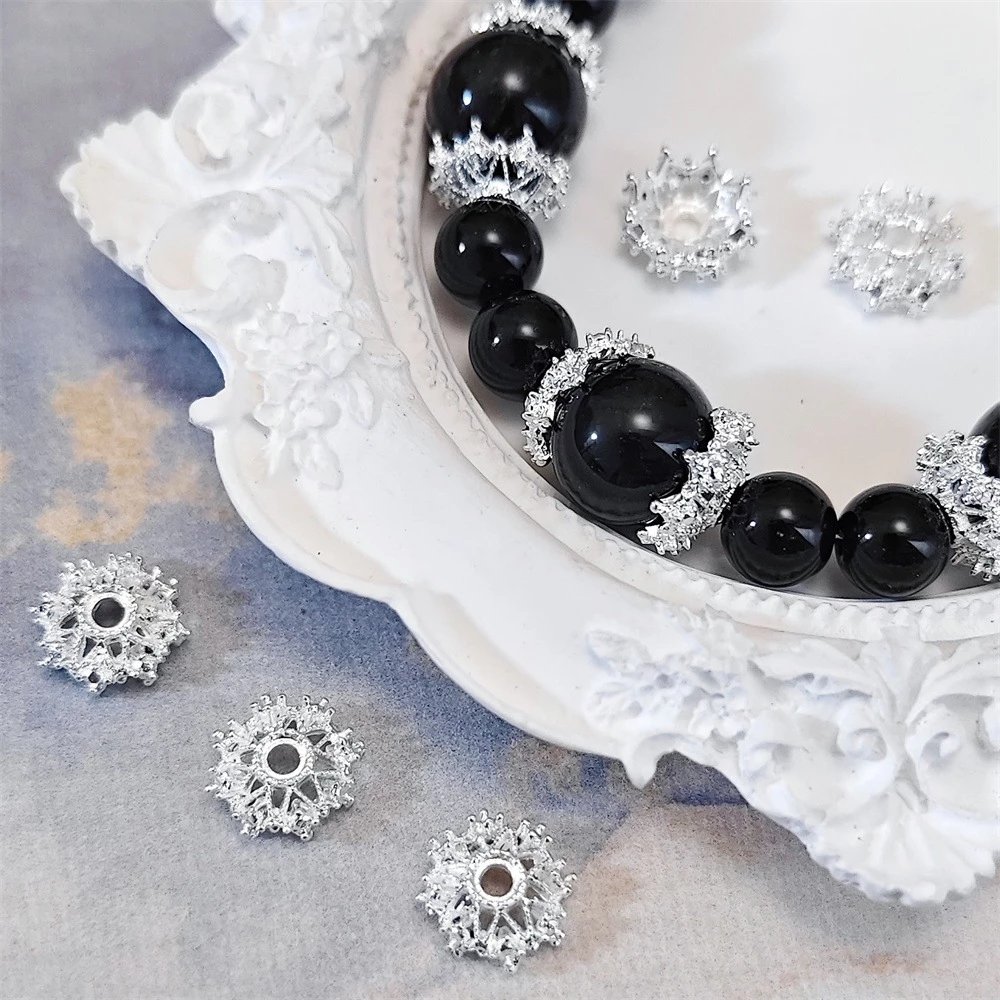 10 ชิ้นลายดอกไม้ดอกไม้วงเล็บโลหะผสม spacer ลูกปัด diy beading อุปกรณ์เสริมโบราณเงินจับคู่ลูกปัด