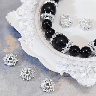 10 ชิ้นลายดอกไม้ดอกไม้วงเล็บโลหะผสม spacer ลูกปัด diy beading อุปกรณ์เสริมโบราณเงินจับคู่ลูกปัด