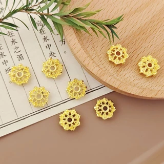 10 ชิ้นลายดอกไม้ดอกไม้วงเล็บโลหะผสม spacer ลูกปัด diy beading อุปกรณ์เสริมโบราณเงินจับคู่ลูกปัด