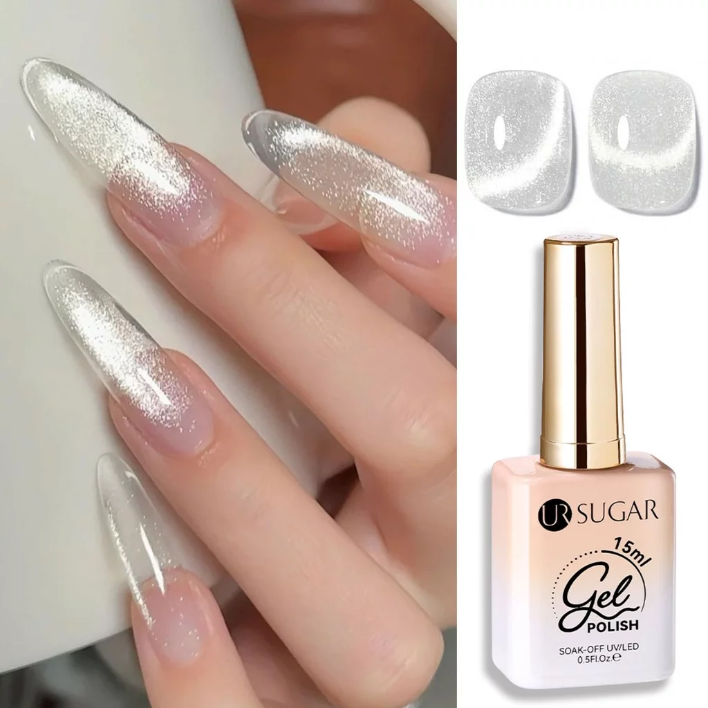 【Local】UR SUGAR Super Shine แมวสีขาวเจลแม่เหล็ก Soak Off UV เจลแก้วแม่เหล็กเจลเคลือบเงากึ่งถาวร UV Gel 15ml