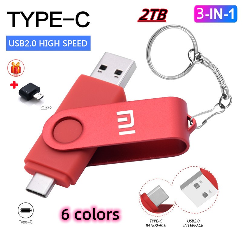2TB OTG 3-in-1 USB Micro Type-c แฟลชไดรฟ์ 1TB 512GB 256GB 128GB 64GB 32GB 16GB Pendrive สําหรับ Andr