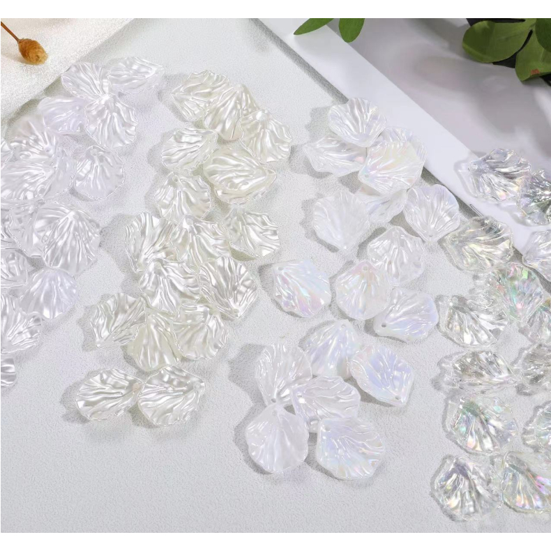 ชุบสีขาว AB อะคริลิค Shine กะหล่ําปลีรูปร่าง diy Charm ลูกปัดหลวมขนาดกลางประมาณ 17x20 มม. y1917