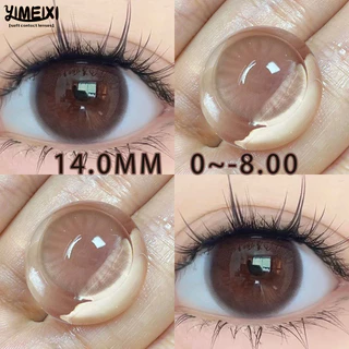 Yimeixi คอนแทคเลนส์ไฮโดรเจลธรรมชาติ สีชมพู สีน้ําตาล 14.0 มม. 1 ปี