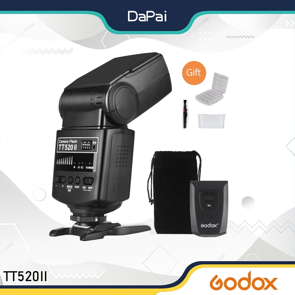 Godox TT520 II แฟลช TT520II พร้อมสัญญาณไร้สาย 433MHz ในตัว + แฟลชทริกเกอร์สําหรับกล้อง Canon Nikon P
