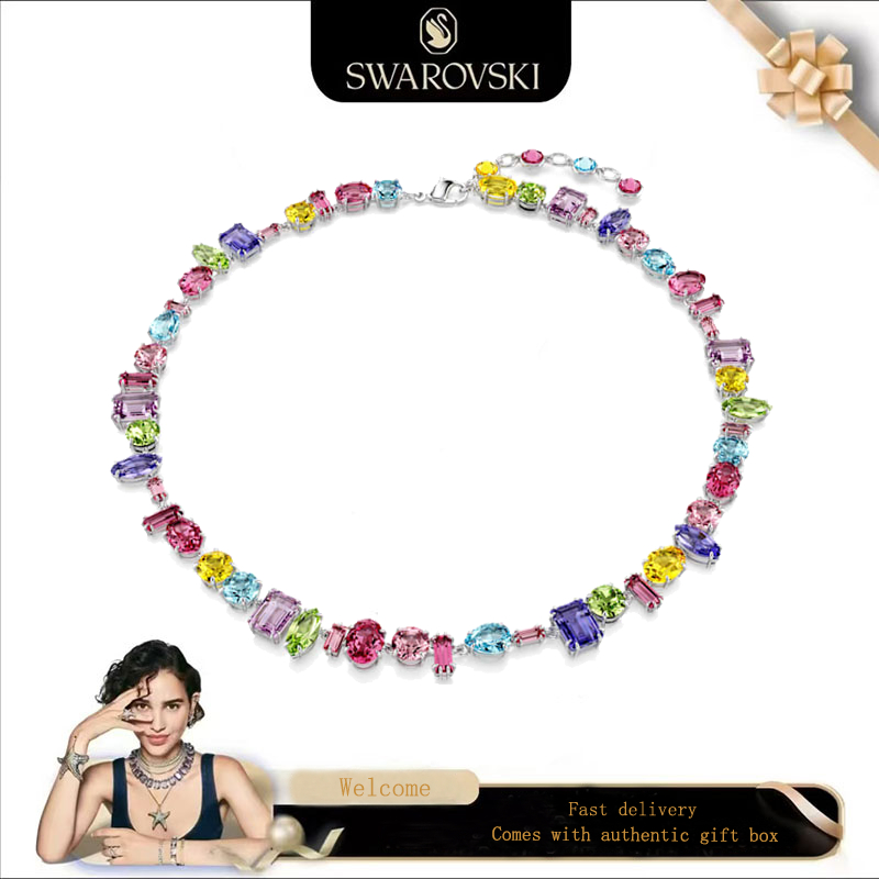 Swarovski (ใหม่) สร้อยคอแฟชั่นผู้หญิง S925 เงินสเตอร์ลิงผสมตัดเรเดียนท์คริสตัลสร้อยคอพลอยของขวัญวันวาเลนไทน์ของขวัญวันเกิด