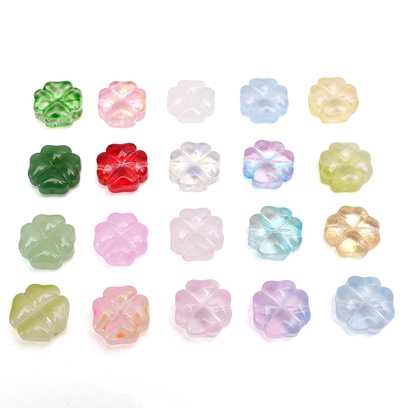 10 ชิ้น/20 ชิ้น 10 มิลลิเมตรดอกไม้แก้วลูกปัด Clover Charm Spacer ลูกปัดสําหรับต่างหูสร้อยคอ DIY เครื่องประดับทํา