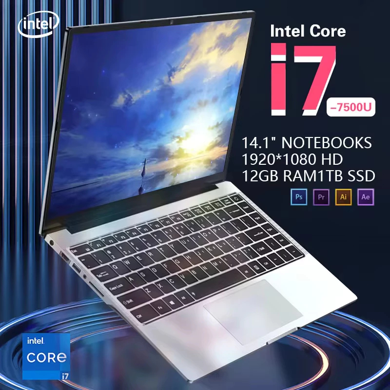 แล็ปท็อปมืออาชีพ i7 Intel Core i7-7500U 12 GB RAM 1 TB/2 TB SSD 2025*1920 สัมผัสสํานักงาน Study PC ค