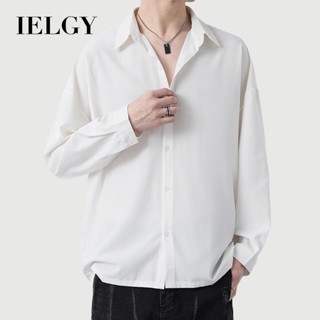 IELGY แขนยาวไม่รีดสไตล์เกาหลีอินเทรนด์ลําลองหลวมเสื้อเชิ้ตสี…