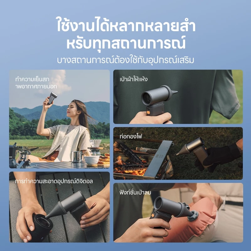 JisuLife 3 in 1 พัดลมพกพา แบตเตอรี่ 9000 mAh ชาร์จได้ พร้อมฟังก์ชั่นกันฝุ่น ขนาดเล็ก พร้อมความเร็ว 1-100 ระดับ จอแสดงผล LED ตั้งแคมป์กลางแจ้ง thumbnail 8