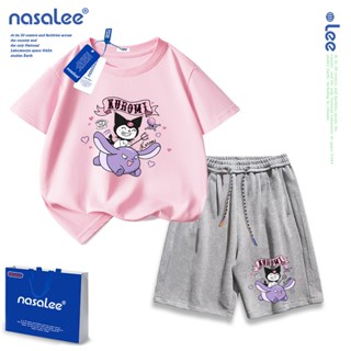 NASA ชุดเด็กผู้หญิง เสื้อยืดแขนสั้น + กางเกงขาสั้นเด็ก ผ้า c…