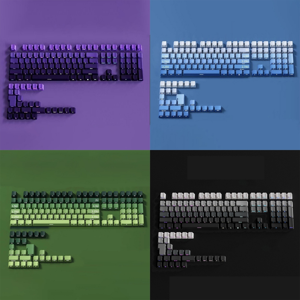 ไล่โทนสีด้านข้าง/พิมพ์ด้านหน้า PBT Keycap ชุด 134PCS OEM Profile Doubleshot Shine ผ่าน DIY Custom สําหรับแป้นพิมพ์ MX Switch