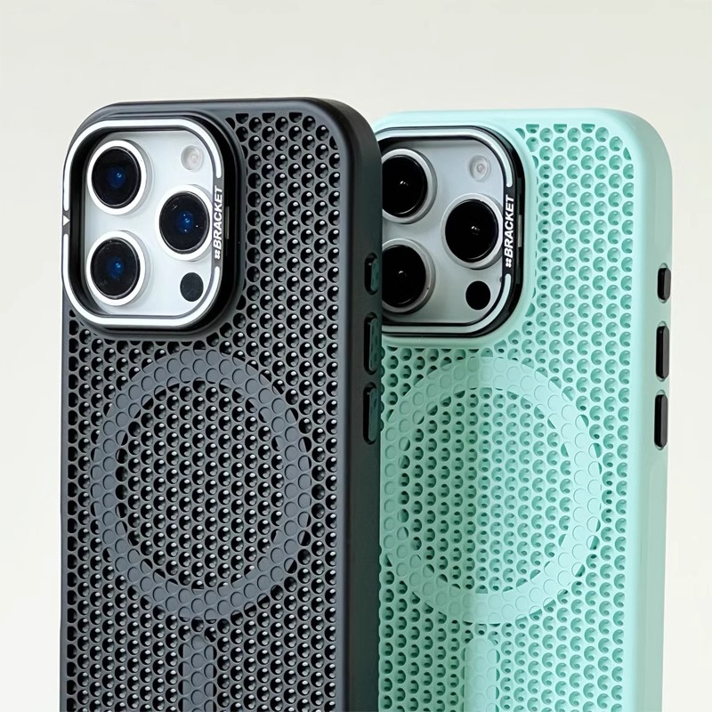ยืนที่มองไม่เห็นMagnetic Cooling Breathableกระจายความร้อนMatte Hardกันกระแทกเคสโทรศัพท์สําหรับiPhone 1716 15 14 Pro Max Plus 13 12 Pro Maxไร้สายชาร์จฝาครอบโทรศัพท์ปลอก