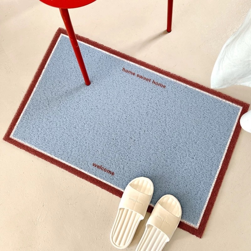 พรมดักฝุ่น pvc วัสดุพีวีซี สไตล์เกาหลีเรียบง่ายสีสันสดใส ขนาด  40*60cm-60*90cm สวยงาม ทนทาน กันน้ำ และทำความสะอาดง่าย พรมลายการ์ตูน พรมมินิมอล พรมเช็ดเท้า