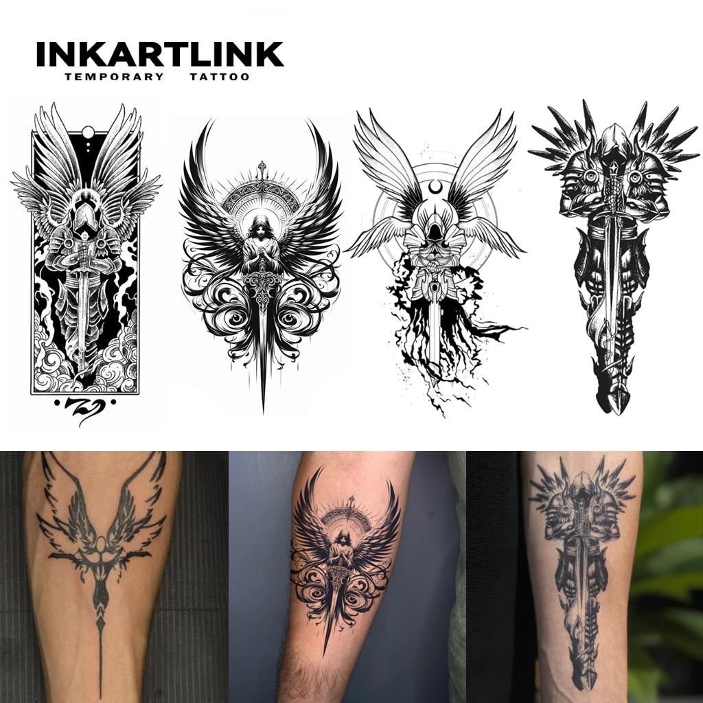 Inkartlink สติ๊กเกอร์รอยสักชั่วคราว Angel of Judgement รอยสักวิเศษกันน้ําติดทนนาน ติดทนนานถึง 15 วัน รอยสักปลอม รอยสักกึ่งถาวร
